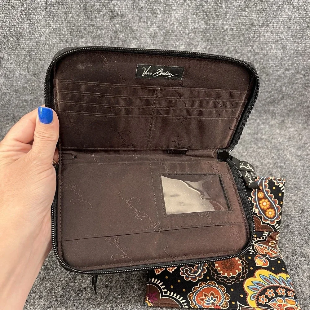 Vera Bradley 2007 Kensington Brown Zip Around Clutch Wallet & Checkbook Cover